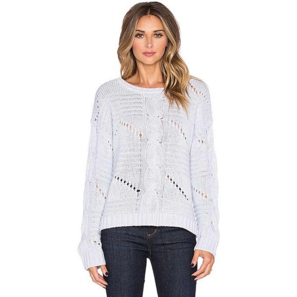 525 America Center Cable Knit Long Sleeve‎ Sweater Ice Blue Size XS Light Blue